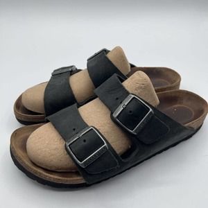 Birkenstock Womens Arizona Footbed Sandals Black Double Strap Unisex 9-9.5 N